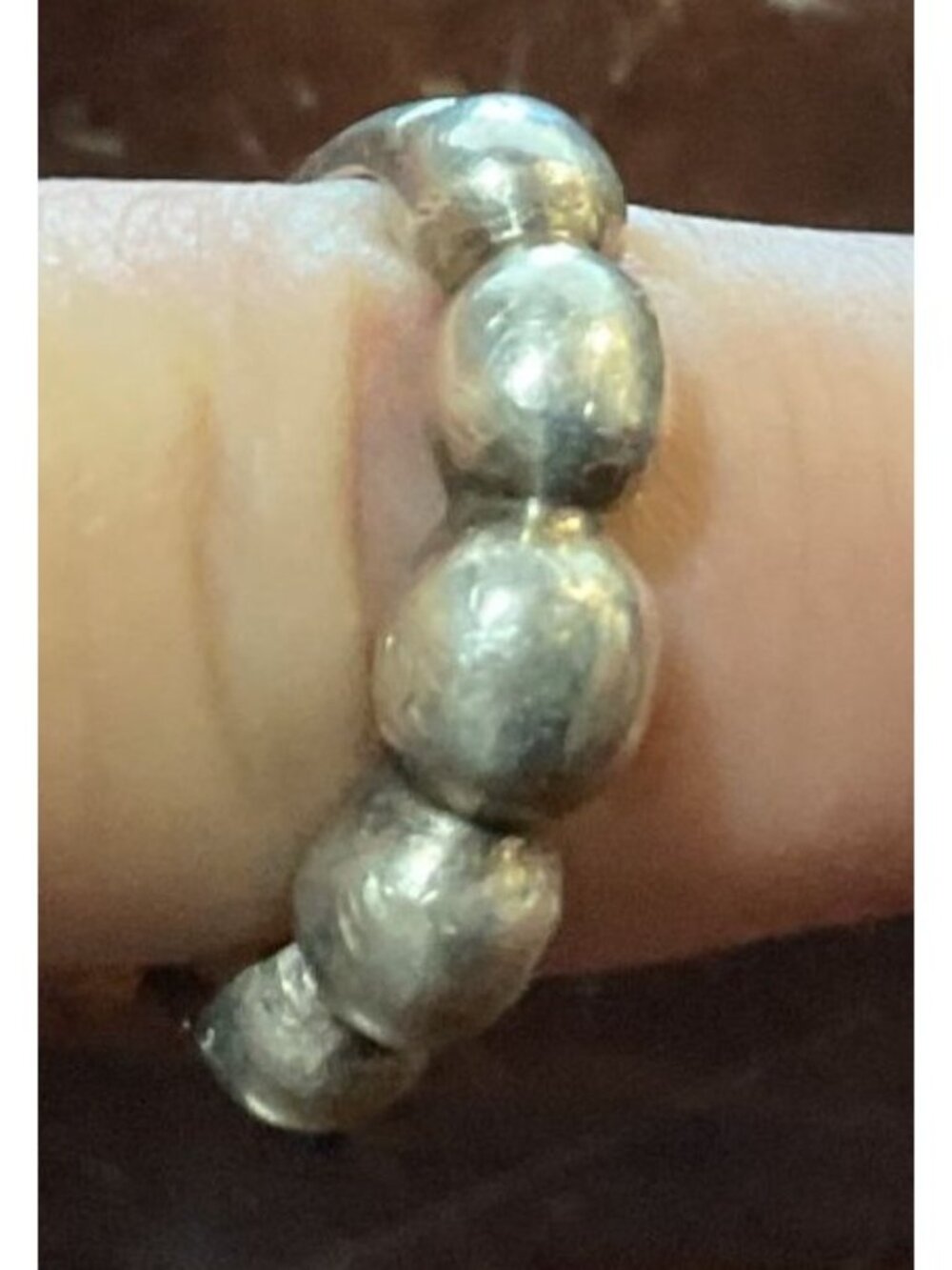 Vintage Sterling Silver Beaded Band Ring Size 7.5  Patinaed Unisex